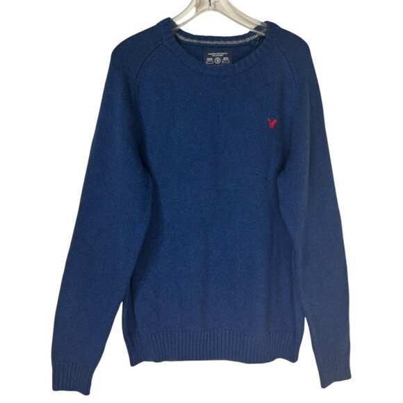 NWT American Eagle Outfitters Athletic Fit Blue Sweater w/ Elbow Patches Size XL - Picture 1 of 7
